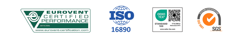 Certifikace VOLZ – EUROVENT, ISO 16890, ISO 9001, OEKO-TEX Standard 100