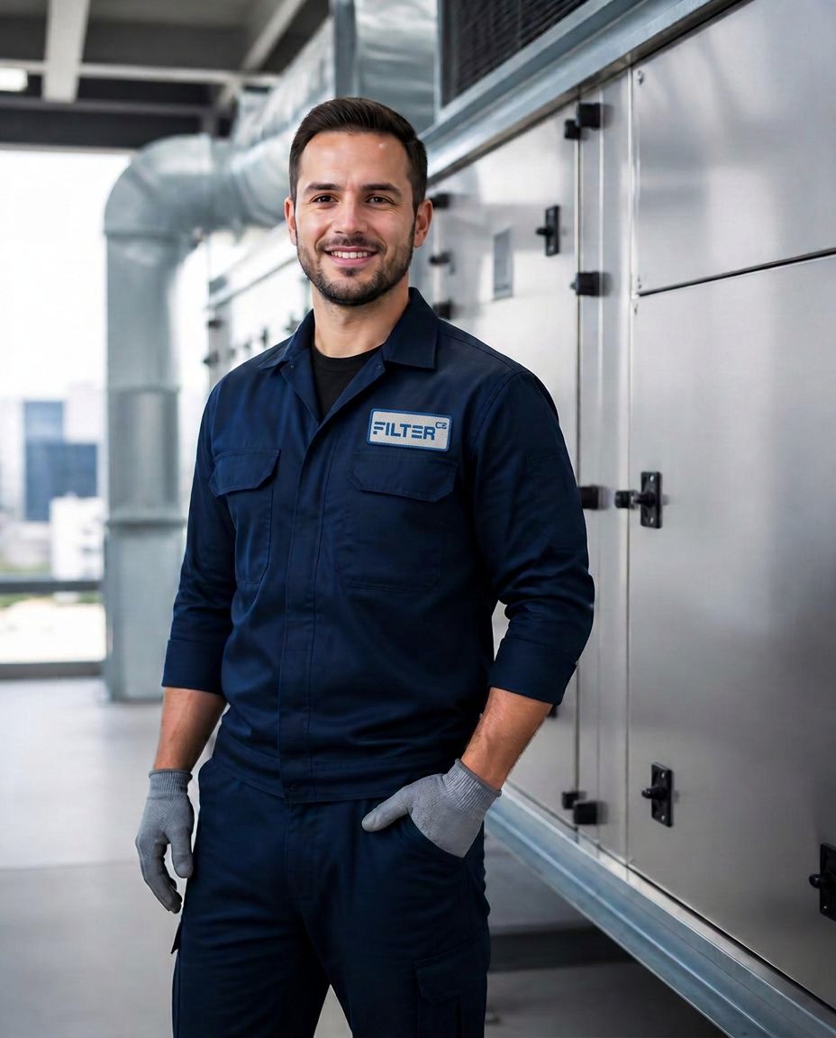 Servisní technik u vzduchotechnické jednotky